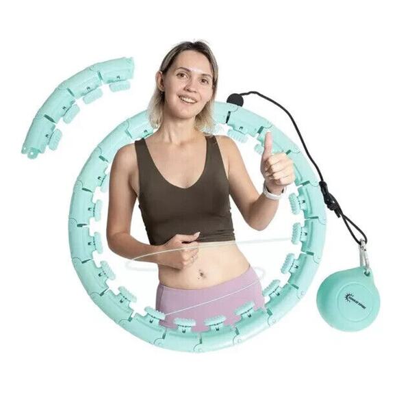 Weighted Hula Hoop for Adults Weight Loss Smart Exercise 26 Knots Mint Green - Picture 2 of 2
